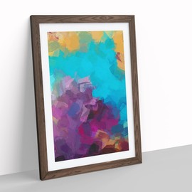 Ticket To Ride Abstract Framed Print for Living Room Bedroom Home Office Décor, Wall Art Picture Ready to Hang, Walnut A4 Frame (34 x 25 cm)