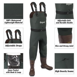 OXYVAN Duck Hunting Waders with 200G Rubber Boots Insulated,Neoprene Fishing Chest Waders for Men & Women (13)