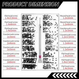 630Pcs Tiny Screws, Multi-Size Small Screws, Multi-Purpose Eyeglass Repair Kit with Screwdriver and Tweezers for Repairing Electronics, Glasses, Laptop, Watches and Jewelry(Black)