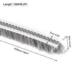 sourcing map Brush Weather Stripping, 15M/49.2Ft Card-Slot Seal Strip Pile Weatherstrip Sweep Elastic Brush for Door Window, 7x8mm/WxH