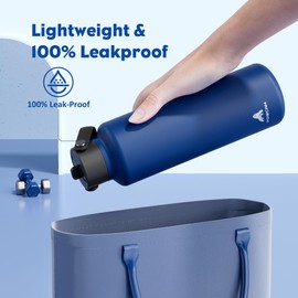 710 ml/24 oz Water Bottle Insulated for Office: BPA-Free, Leakproof Lid with Straw, Lightweight, Flex Cap, Stainless Steel Flask for Trekking, Men, Commute, Worker, Walking, Cycling (Deepsea Blue)