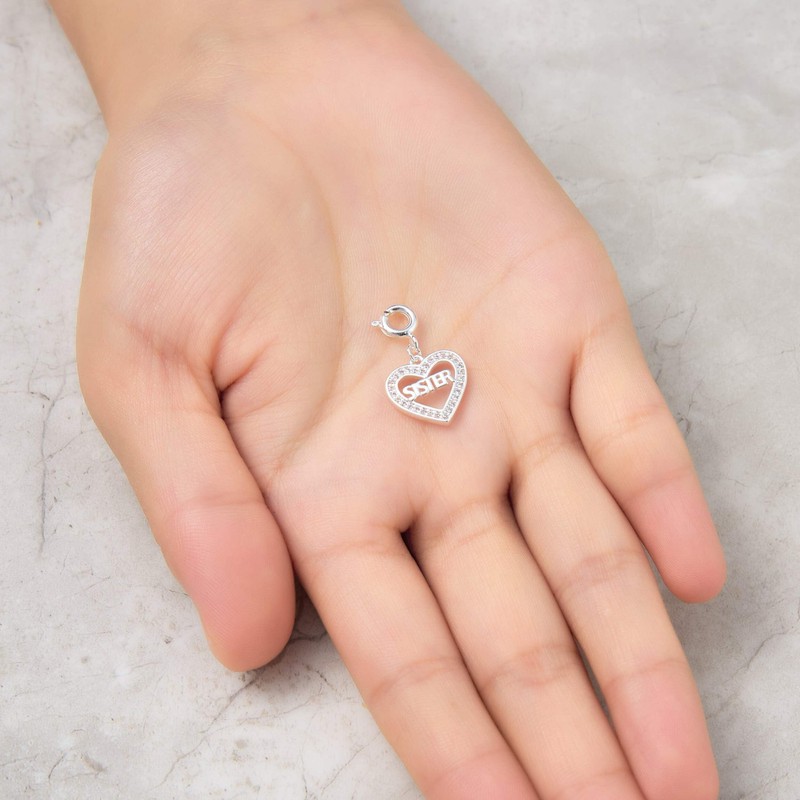 Philip Jones Sister Heart Charm Created with Zircondia® Crystals