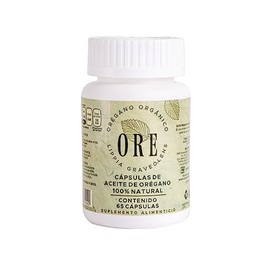 ORE Suplemento en Cápsulas de Aceite de Orégano 65 pzas  200mg cu  80 Carvacrol  Inmunidad Natural  Sin Gluten, Veganas                               