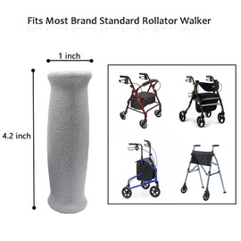 Crutch Hand Grips for Rollator Walker Replacement - Elderly & Disabled Patient Handgrips Accessories, 1", 2 Pcs (Grey)