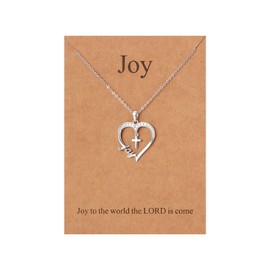 Lcherry Joy Heart Cross Necklace for Women,Baptism Confirmation Birthday Gifts Religious Christian Jewelry