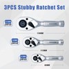 DAKCOS Stubby Reversible Ratchet Set 1/4" 3/8" 1/2" 3pc Drive