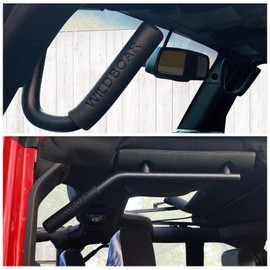 MEALAM Front & Rear Grab Handle Kit Aluminum Alloy Grab Bar for 2007-2018 Jeep Wrangler JK JKU Rubicon Sport Sahara (Black)