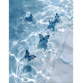 Ohhvvow Beach Butterfly Diamond Art Painting Kits for Adults, Full Drill Diamond Dots Paintings for Beginners Round 5D Paint with Diamonds Pictures Gem Art Painting Kits DIY Crafts Kits 12x16 Inch