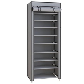 UDEAR 10 Tier Shoe Rack 9 Grids with Dustproof Cover Shoe Shelf Storage Organizer:_Grey 9-Tier