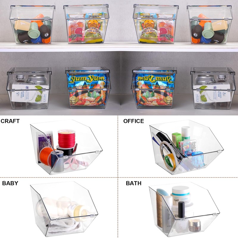 Yerliker Clear Plastic Storage Bins with Lids Large Stackable Pantry
