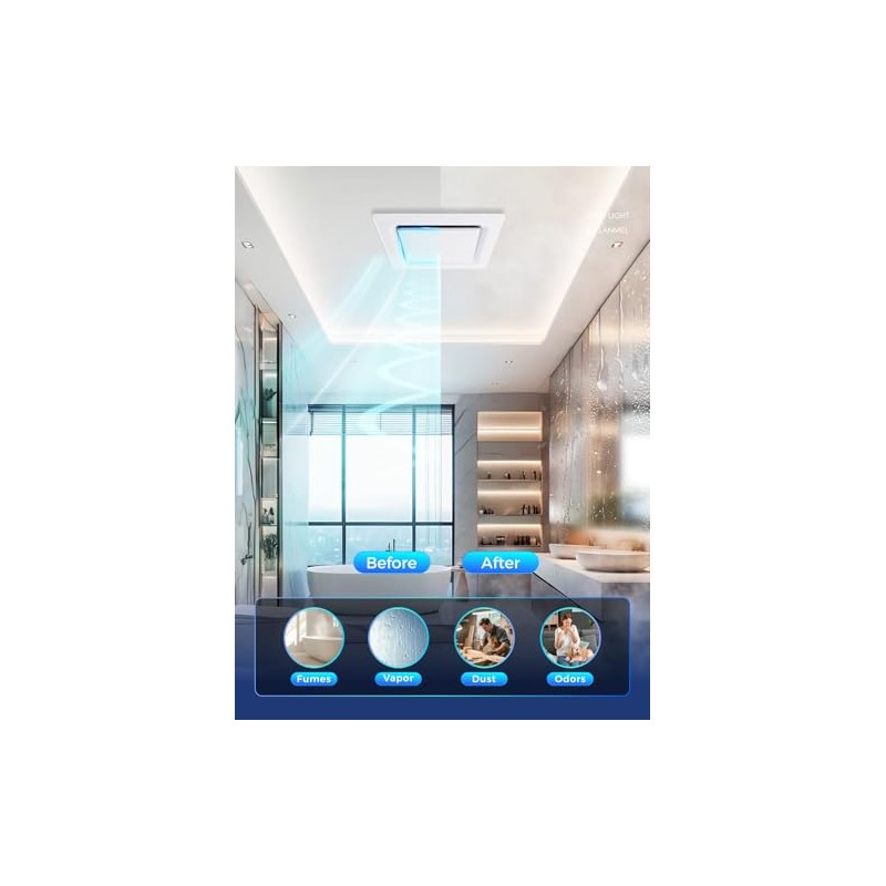 LANMEL Bathroom Exhaust Fan without Light, 10" Panel Bathroom Ceiling