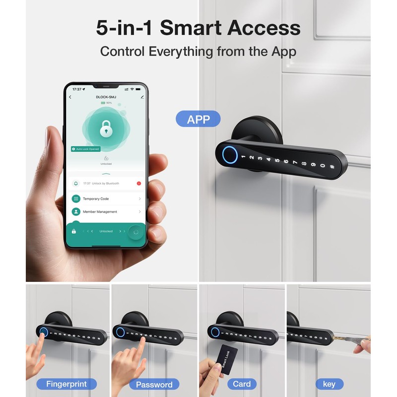 Smart Fingerprint Door Lock – 4-in-1 Keyless Entry with Fingerprint,