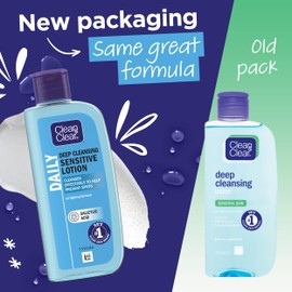 Clean & Clear Clean & Clear Deep Cleansing Lotion for Sensitive Skin (1x 200ml), Daily Clean and Clear Facial Cleanser with Salicylic Acid to Deeply Clean, Remove Dirt and Oil, and Help Prevent Spots