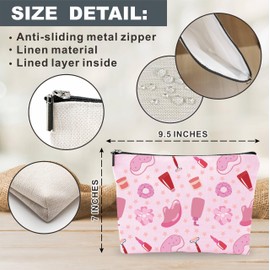 Nuckxy Pink Makeup Bag For Girls, Cosmetics Theme Makeup Bag Pouch,Birthday Gift For Friends,Sisters,Small Travel Cosmetic Bag, Women Decorations & Accessories - A14