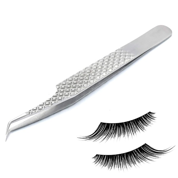 G.S Volume Tweezers Stainless Steel Ultra Rigidity Semi Curved Pro Beauty Eyelash Extension Tool Non Slip Handle ELT-07