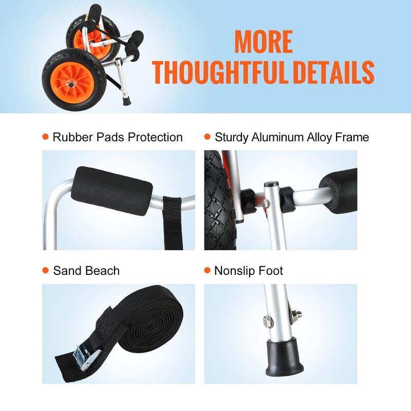 VEVOR Kayak Cart, 250lbs Load Capacity, Foldable Kayak Dolly Aluminum