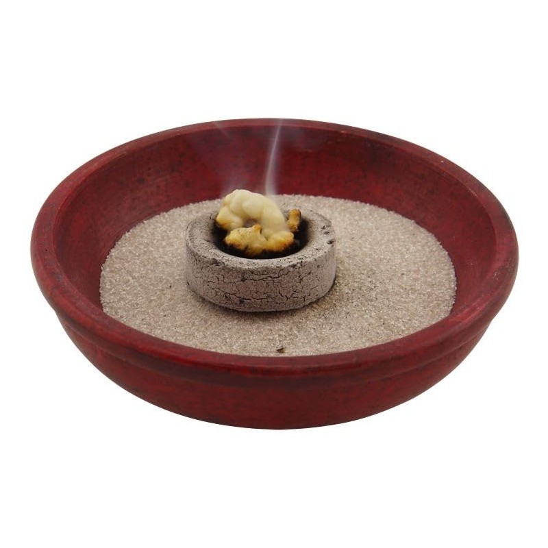 Red Soapstone Incense Bowl - Handmade for Charcoal, Frankincense &