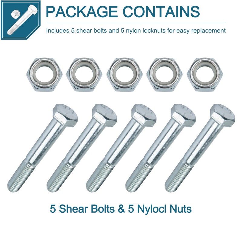5 Pack - Grade 2 Shear Bolts for Rotary Cutters