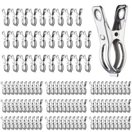 120Pcs Garden Clips, Stainless Steel Clips with 1.2 Inches Opening, Greenhouse Clips Hoop Clamps for Shade Cloth or Plant Cover Netting, Grip Strong Heavy Duty Green House Supplies