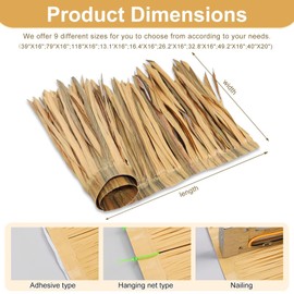 Tiki Straw Roof Thatch，Mexican Style Artificial Palm Thatch Rolls, Tiki Decor, Duck Blind Grass Roof Decor for Garden Patio Umbrella Covers Fence Party Decoration