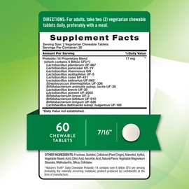 Nature's Truth Probiotic Chewable for Men and Women | 6 Billion CFU | 60 Count | 14 Strains | Berry Flavor | Vegetarian, Non-GMO & Gluten Free