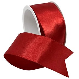 Morex Ribbon Wired Satin Ribbon, 1-1/2 inch by 3 Yards, Red