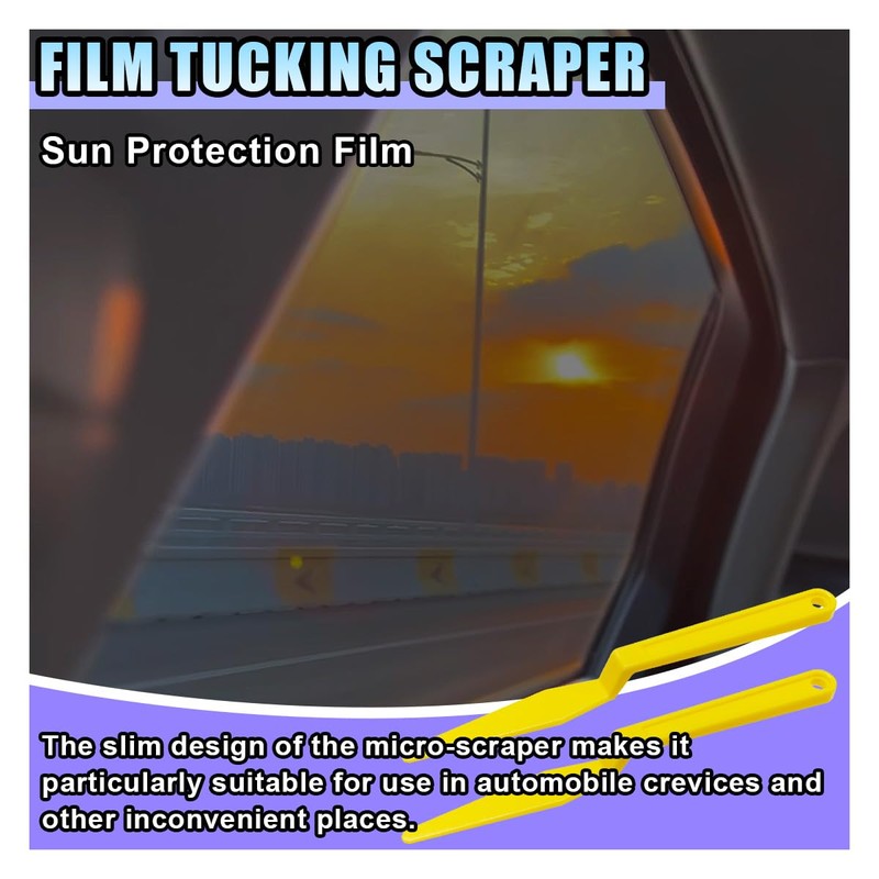 Car Window Tint Squeegee Tool, Plastic Long Handle Shank Corner