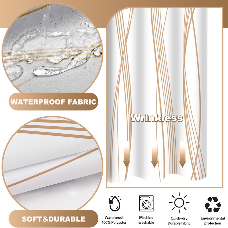 TWLSNCD Extra Long No Hook Shower Curtain and Liner Set,