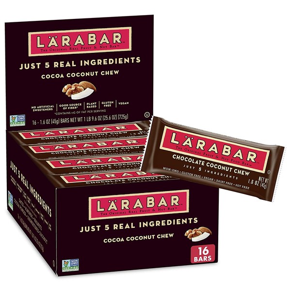 Larabar Chocolate Coconut Chew, Gluten Free Vegan Fruit & Nut Bar, 1.6 oz Bars, 16 Ct