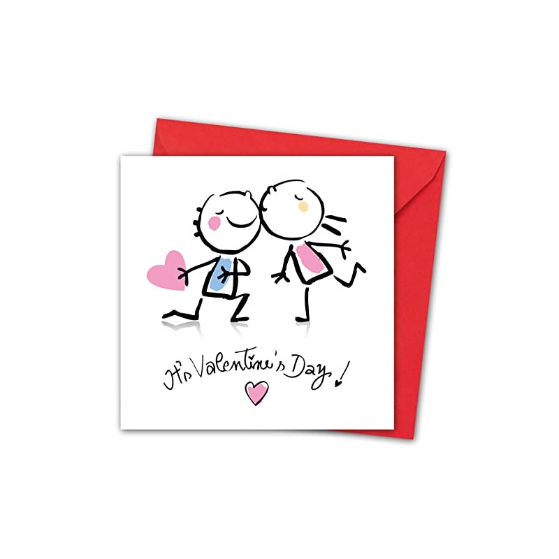 Valentines Card. Kissing Design. Eco-friendly. 4pp 150x150mm size. Valentine's Card