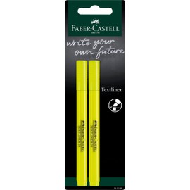 FABER-CASTELL 157799 Highlighter TL38, Set of 2, Line Width 1-4 mm, Neon Yellow