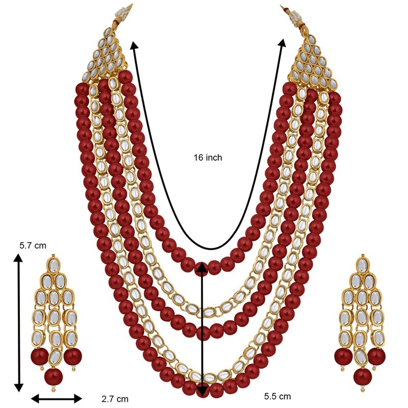 Aheli Indian Traditional Bollywood Kundan Pearl Long Multi Layered Necklace