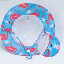 Foruhoo Girls' Sun Hats UV Protection Baby Children Summer Hats Breathable Wide Brim with Drawstring, flamingo