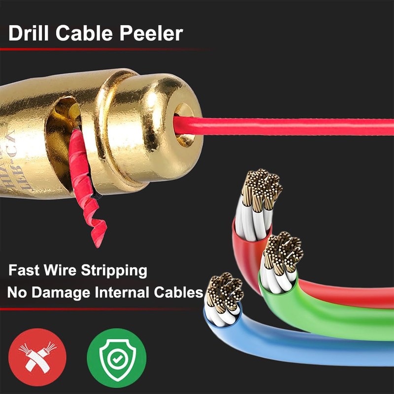 Eewudwok Drill Wire Stripper Cutter, 2.5/4.0/6.0 sq Cable Stripping Tool