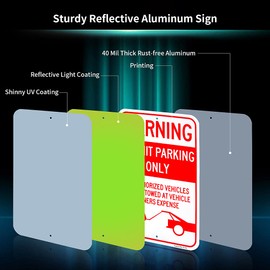 Large Permit Parking Only Sign, 18"x 12" .040 Aluminum Reflective Sign Rust Free Aluminum-UV Protected and Weatherproof