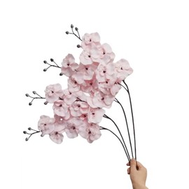 DODXIAOBEUL Artificial Orchid Stems Set of 4,30" Dancing Orchid,False Phalaenopsis,Silk Plants Picks Orchid for Christmas Flower Arrangements Wreaths,Wedding Table Centerpiece (Peach Pink)