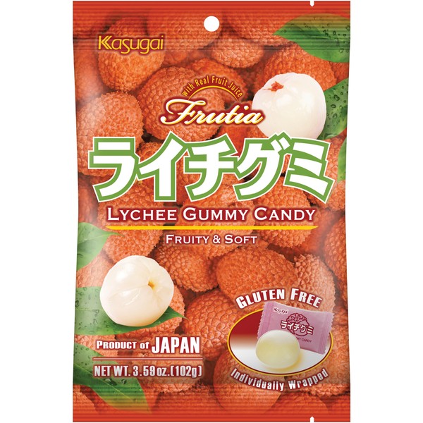 KASUGAI Fruit Gum Lychee Flavour - 1 x 102 g