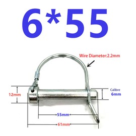 5 Pcs Wire Lock Pin, 6mm x 55mm D Shape Shaft Locking Pin Hitch Pin with Round Arch Safety Coupler Pin for Farm Trailers Lawn Garden