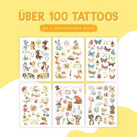 Papierdrachen 100 Particularly Skin-Friendly Children's Tattoos - Horses and Reading Friends - for Children - for Boys and Girls - Tested & Made in Germany - Set of 22