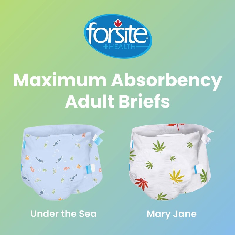 Forsite Nature's Escape Briefs Printed Adult Diapers, Mary Jane, Large,
