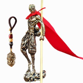 ZHUOAOO Sun Wukong Statue and Monkey King Head Pendant - Chinese Classical Mythological Sun Wukong Sculpture, Brass Decorative Ornament, Perfect for Home Office Décor