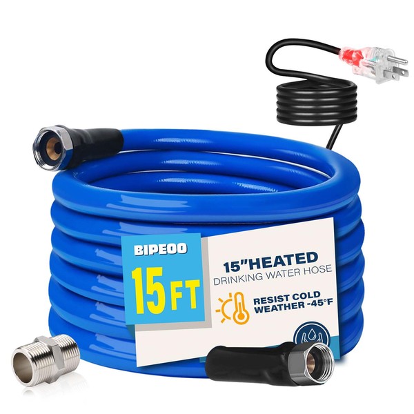 Bipeoo 15FT Heated Water Hose for Rv,Heated Drinking Water Hose