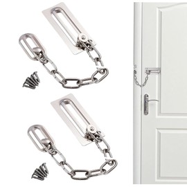 Door Chain Kit - 2pcs Chain Lock for Door Anti Theft Home Safe Nickel Plated Door Locks with Screws, Door Chain Internal Door Lock,Door Chains for Front Door, Easy Installation