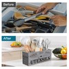Suli Extra Large Kitchen Utensils Holder with 4 Compartments, Wooden