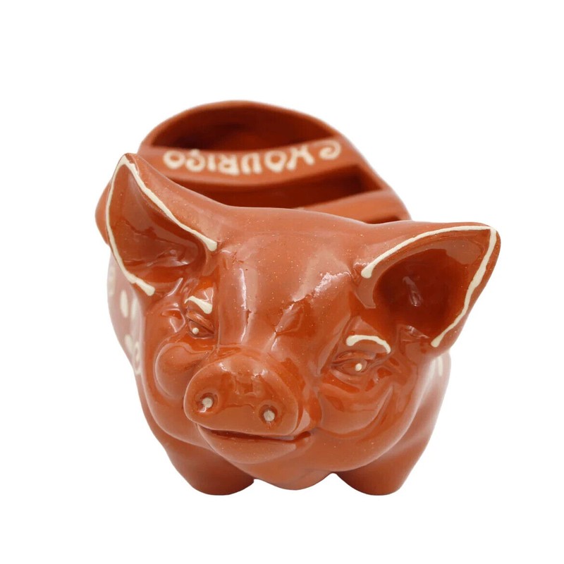 Ceramica Edgar Picas Traditional Portuguese Clay Terracotta Happy Pig Sausage