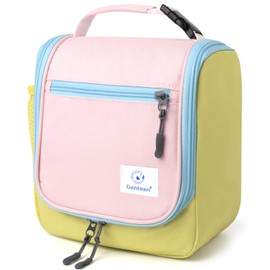 Genteen Kids Lunch Box, Insulated Lunch Bag for Kids, Toddler, Girl, and Boy; Holds Lunch Box, Water Bottle, & Snacks; Easy-Clean Water-Resistant Fabric & Multiple Zippered Pockets (Yellow Blue)