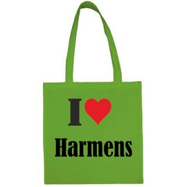 Reifen-Markt Tasche I Love Harmens Größe 38x42 Farbe Grün Druck Schwarz