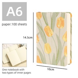 Grifito A6 Embroidered Fabric Journal for Women, College Horizontal Notebook for Writing, Flowers Hardcover Journal Perfect for Office & Home School Supplies, 5.8 X 4 In