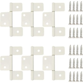 AGUNION Three Leaf Non-Mortised Hinge for Mobile Home & RV Interior 6 Packa White Door Hinges with Screws Including Furniture Windows Cupboard are Available