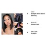 Short Bob V Part Wig Real Hair Wig Straight Bib